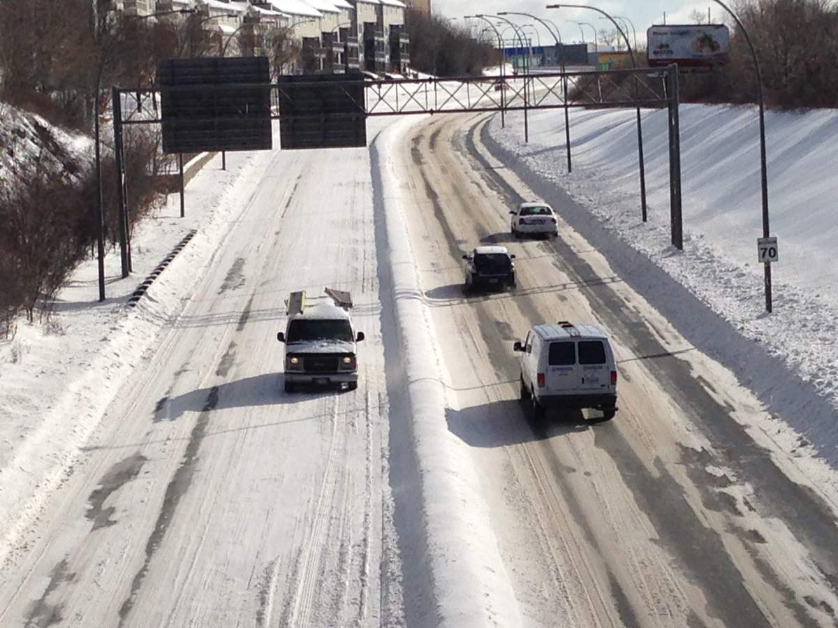 Roads around Halifax were covered with snow and ice