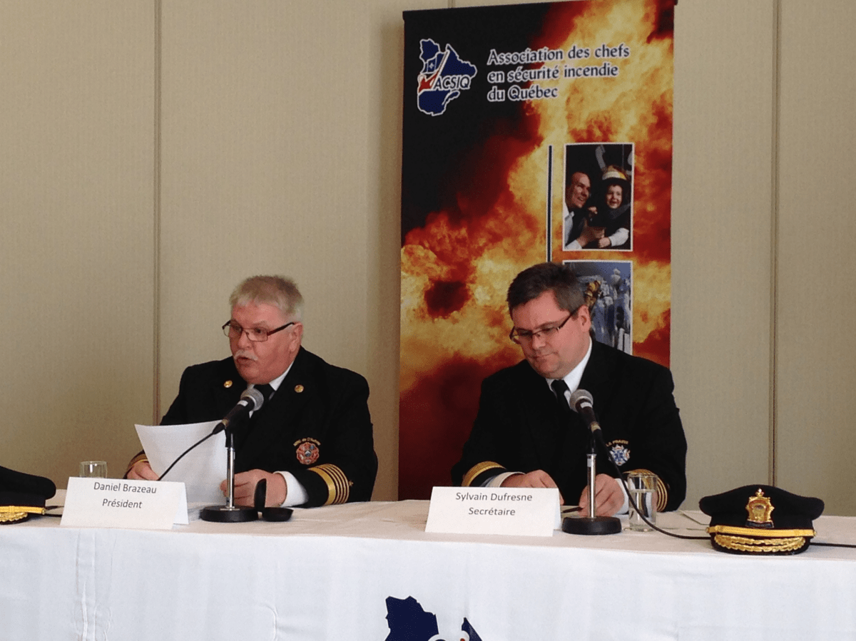 The Quebec Association of Fire Chiefs on February 16, 2015.