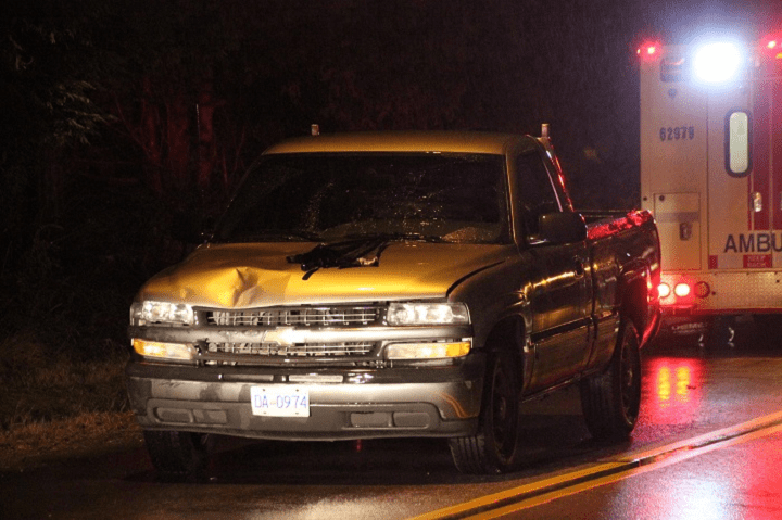 Two male pedestrians were injured when struck by a truck on Feb. 4, 2015.