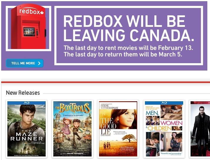 DVD and Blu-ray rental company Redbox is shutting down its Canadian operations and pulling its rental kiosks out of Canada.