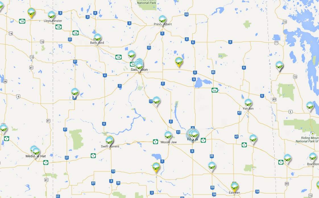 A map of Sun Country Highway’s charging stations shows locations in communities big and small.