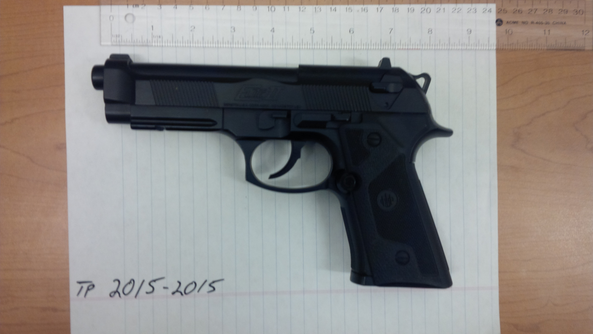 Replica handgun seized by Transit Police.
