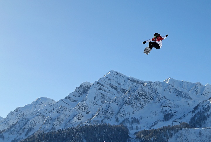 Sebastian Toutant of Canada practices during training for Snowboard Slopestyle at the Extreme Park at Rosa Khutor Mountain on February 4, 2014 in Sochi, Russia. 