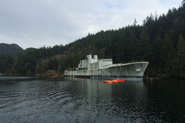 The former HMCS Annapolis as it sits in Halkett Bay.
