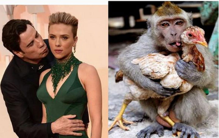 John Travolta and Scarlett Johansson meme.