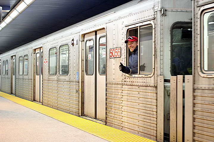 TTC subway guard at Pape Station.