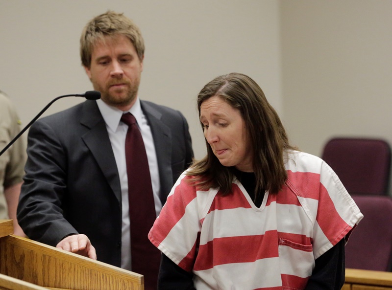 Megan Huntsman appears in court in Provo, Utah on Thursday, Feb. 12, 2015. The mother accused of killing six of her newborn babies and storing their bodies in her garage pleaded guilty to murder. Huntsman, 39, faces up to life in prison on the charges, with sentencing scheduled for April 20. Authorities say a seventh baby found in her garage was stillborn. 