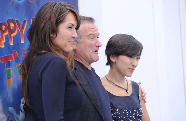 Robin Williams with his wife Susan (left) and daughter Zelda (right), pictured in 2011.