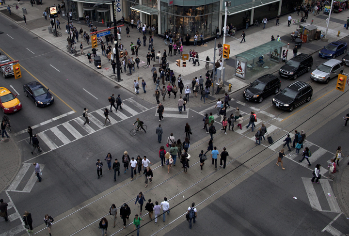The pedestrian scramble at the corner of Bay St. and Bloor St. could soon be removed.