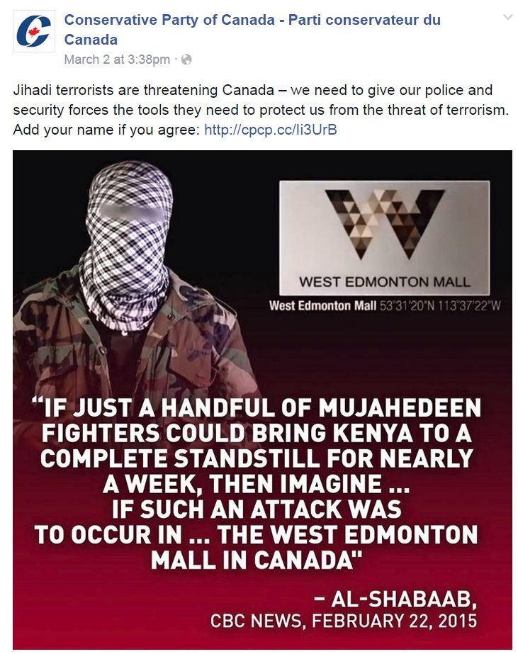 A post on the Conservative Party of Canada’s Facebook page