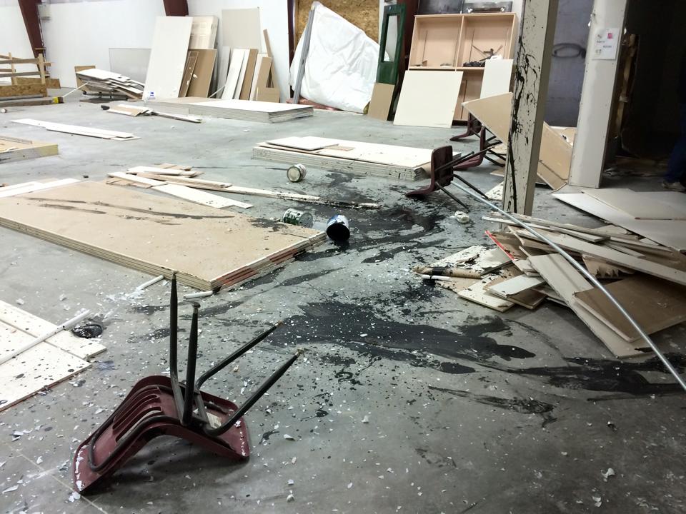 Damage to the Ponoka Gymnastics and Trampoline Club, March 30, 2015.