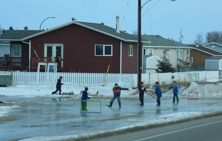 March 26: Joyce Gardiner took this Your Saskatchewan of neighbourhood kids playing hockey at Île-à-la-Crosse.
