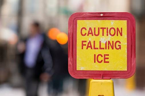 Toronto police have warned the public to be aware of falling ice in the city as the temperature hovers near the freezing mark.