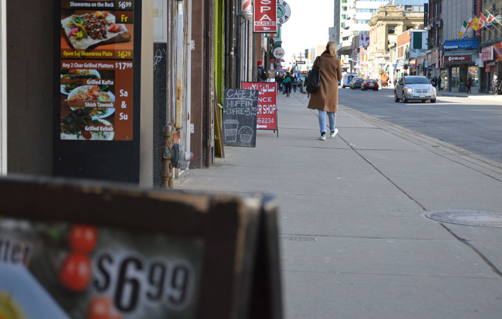The City of Toronto is planning to enforce a bylaw that prohibits A-frame signs on Yonge Street.