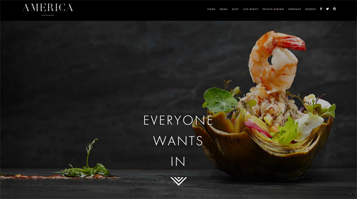 A screenshot of the America Restaurant website