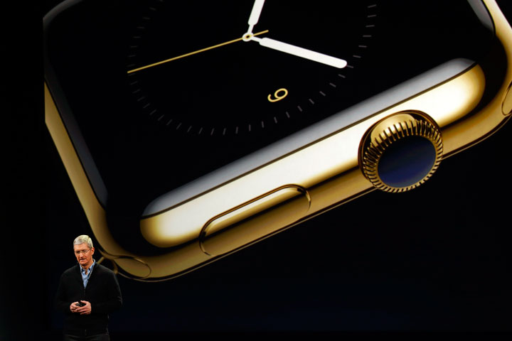 Apple CEO Tim Cook announces the Apple Watch during an Apple special event at the Yerba Buena Center for the Arts on March 9, 2015 in San Francisco, California. Apple Inc. is expected to unveil more details on the much anticipated Apple Watch, the tech giant's entry into the rapidly growing wearable technology segment.