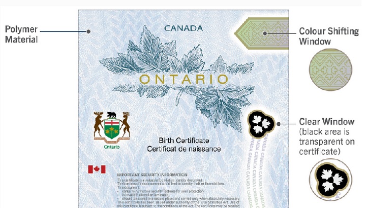 Ontario introduces new secure polymer birth certificates - image
