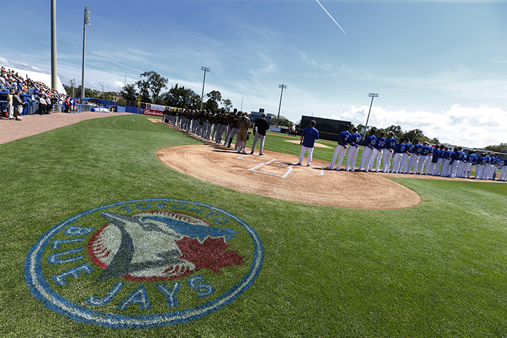 Toronto Blue Jays prepare to host the Pittsburgh Pirates in the spring training opener for both teams at Florida Auto Exchange Stadium on March 3, 2015 in Dunedin, Florida.