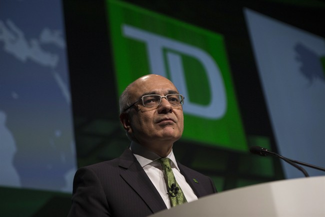 Bharat Masrani, president and CEO of TD Bank, attends TD's annual meeting in Toronto on Thursday, March 26, 2015.