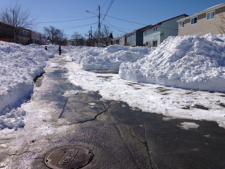 The street is now passable to vehicle and pedestrian traffic.