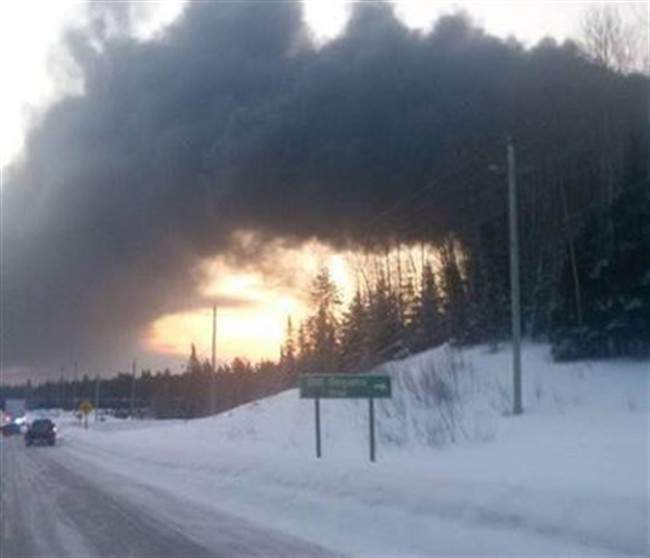 CN Rail says a train carrying crude oil derailed early Saturday, March 7, 2015 near Gogama, Ont., about 200 kilometres north of Sudbury