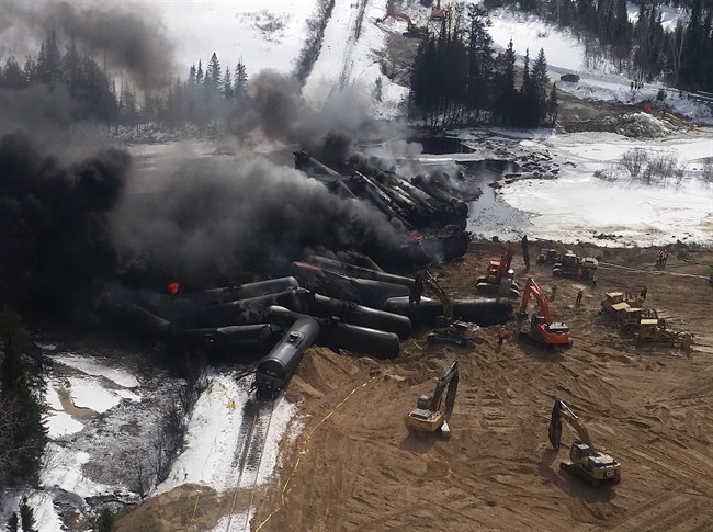 A CN Rail train derailment near Gogama, Ont., is shown in this March 8, 2015 handout photo.