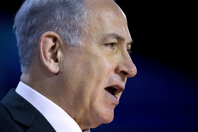Israeli Prime Minister Benjamin Netanyahu speaks at the American Israel Public Affairs Committee (AIPAC) Policy Conference in Washington, Monday, March 2, 2015. 