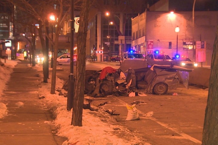 Montreal police are investigating a car crash that left two people in critical condition and two others injured on March 19, 2015.