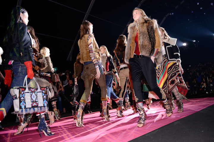 Models walk the runway at the Dsquared2 show during the Milan Fashion Week Autumn/Winter 2015 on March 2, 2015 in Milan, Italy.