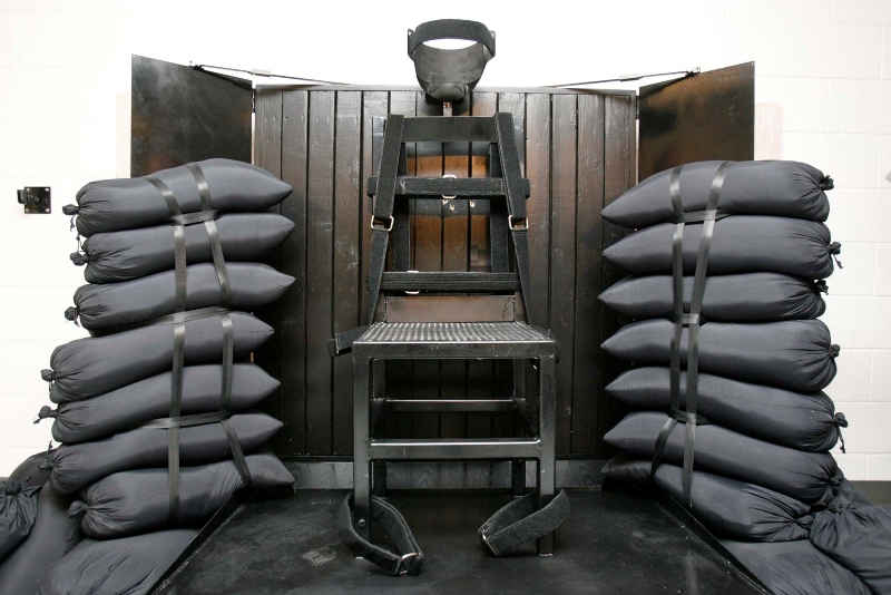 This June 18, 2010, file photo shows the firing squad execution chamber at the Utah State Prison in Draper, Utah.
