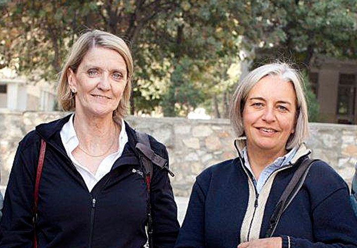 In this October 2012 photo, Associated Press reporter Kathy Gannon, left, and photographer Anja Niedringhaus pose for a photo in Kabul. Afghanistan’s highest court has ruled that the police officer convicted of murdering Niedringhaus and wounding Gannon almost one year ago, should serve 20 years in prison.
