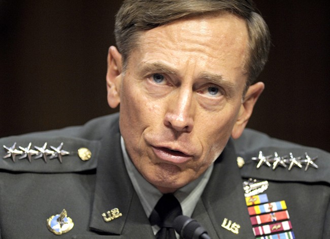 In this June 23, 2011, file photo, CIA Director nominee Gen. David Petraeus testifies on Capitol Hill in Washington, before the Senate Intelligence Committee during a hearing on his nomination. 