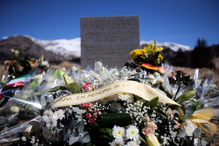 A memorial in the area where Germanwings Flight 9525 crashed in the French Alps, in Le Vernet, France, Friday, March 27, 2015.