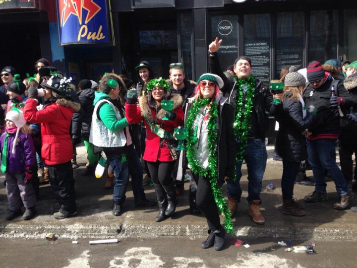 Parade-goers decked out in green braved the freezing cold on Sunday.