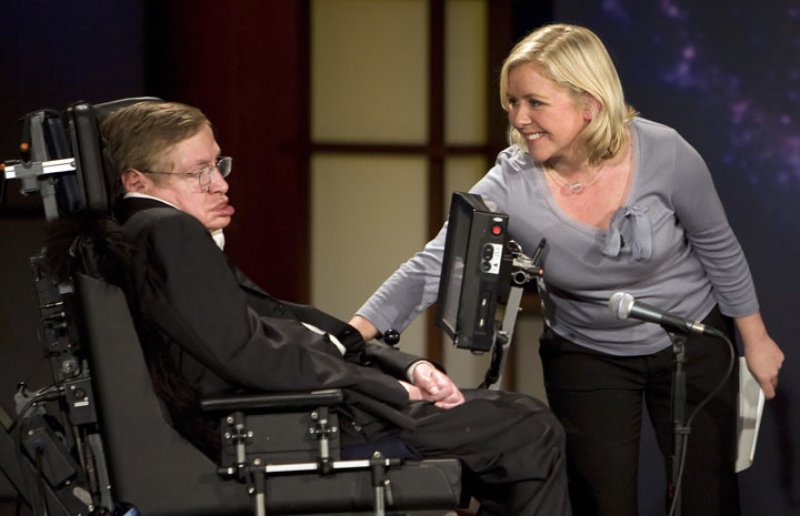Stephen Hawking and Lucy Hawking, pictured in 2008.