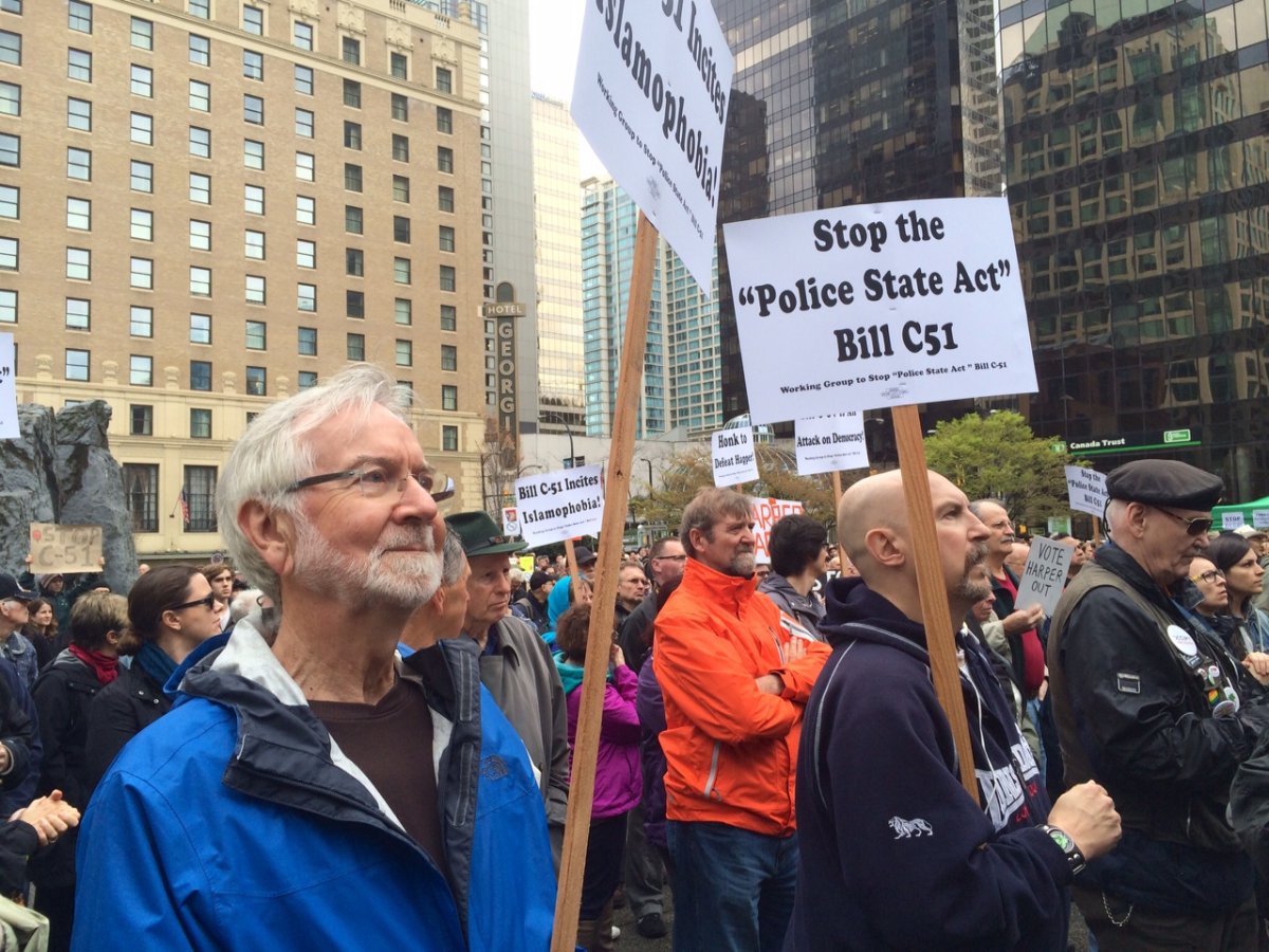 Bill C-51 protesters rally in downtown Vancouver for ‘National Day of ...