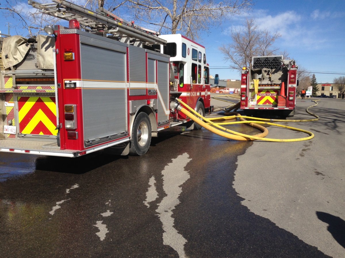 The Calgary Fire Department responds to a damaged gas line in the 5800 block of 9th Street S.E. on Thursday, March 19, 2015.
