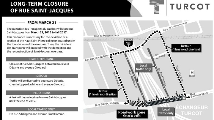 A map of closures and detours.