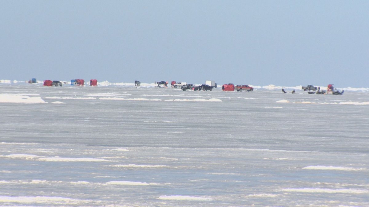 Ice fishers out at Lake Winnipeg making the most of the final days of the season.