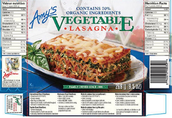 Amy's brand frozen entrée products recalled due to possible Listeria contamination.