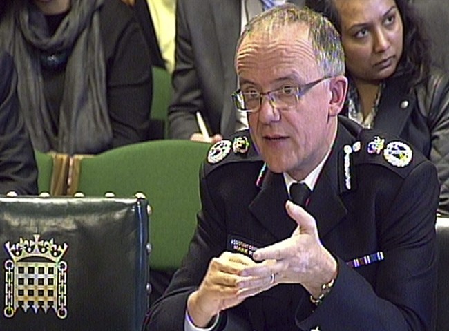 Mark Rowley Assistant Commissioner gives evidence to the Home Affairs Select Committee in the House of Commons, in London, Tuesday, March 10, 2015.