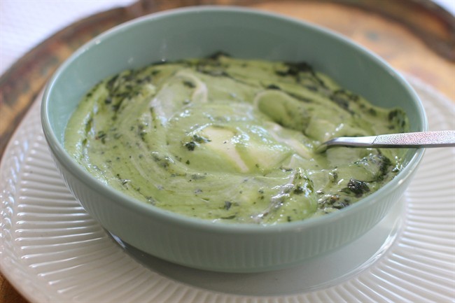 A light vibrant chilled soup fit for spring Easter dinner