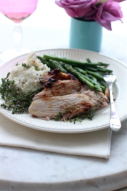This February 9, 2015 photo shows Grandma Odom's fresh ham with cloves and brown sugar in Concord, NH.