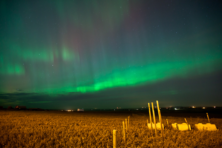 Beautiful aurorae dance across northern Calgary on March 17, 2015.