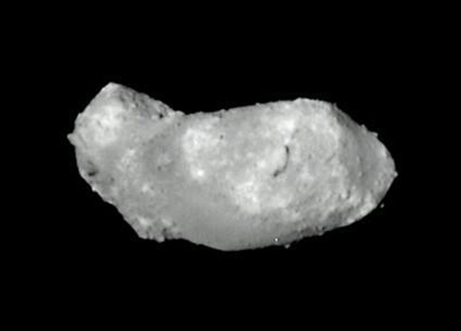 This Monday, Sept. 12, 2005 photo provided by Japan Aerospace Exploration Agency shows an asteroid named Itokawa photographed by the Hayabusa probe.