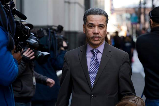 Philadelphia prosecutor Carlos Vega walks away from the criminal courthouse after Padge-Victoria Windslowe's trial Monday, March 9, 2015, in Philadelphia.