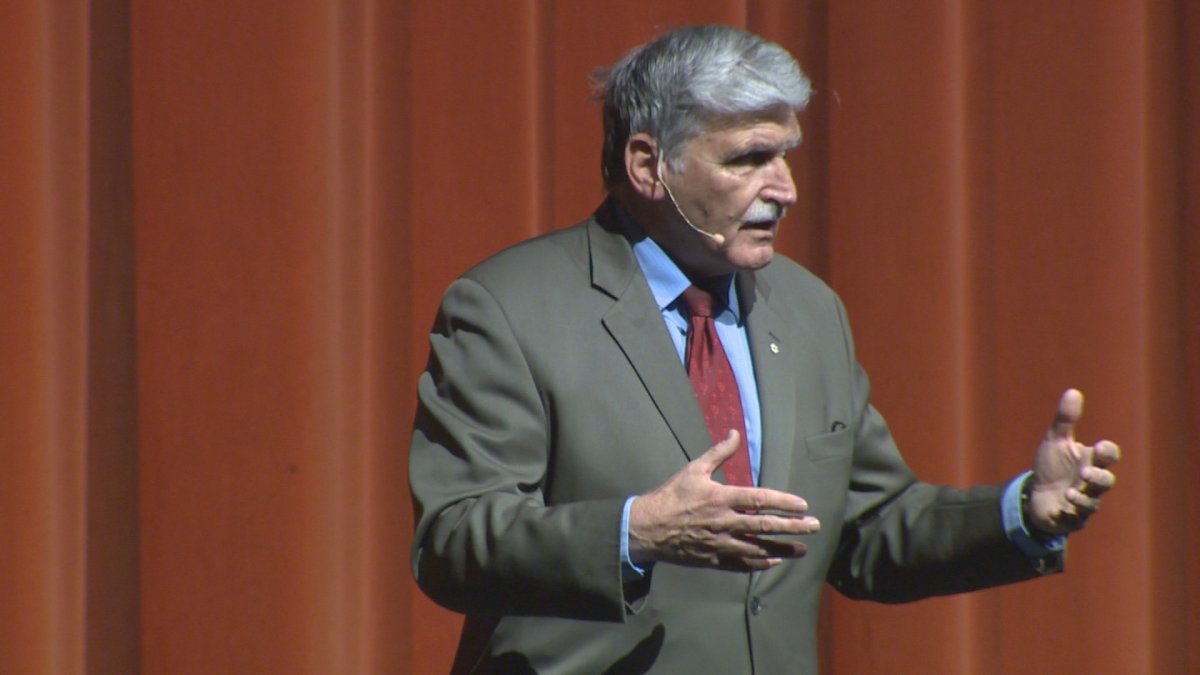 Romeo Dallaire speaks at Citadel High School in Halifax on March 10, 2015.
