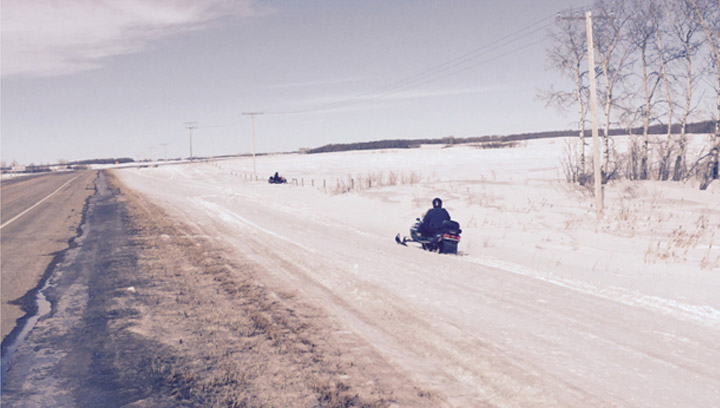 Saskatchewan Mounties take to snowmobiles to track down alleged cigarette thief.