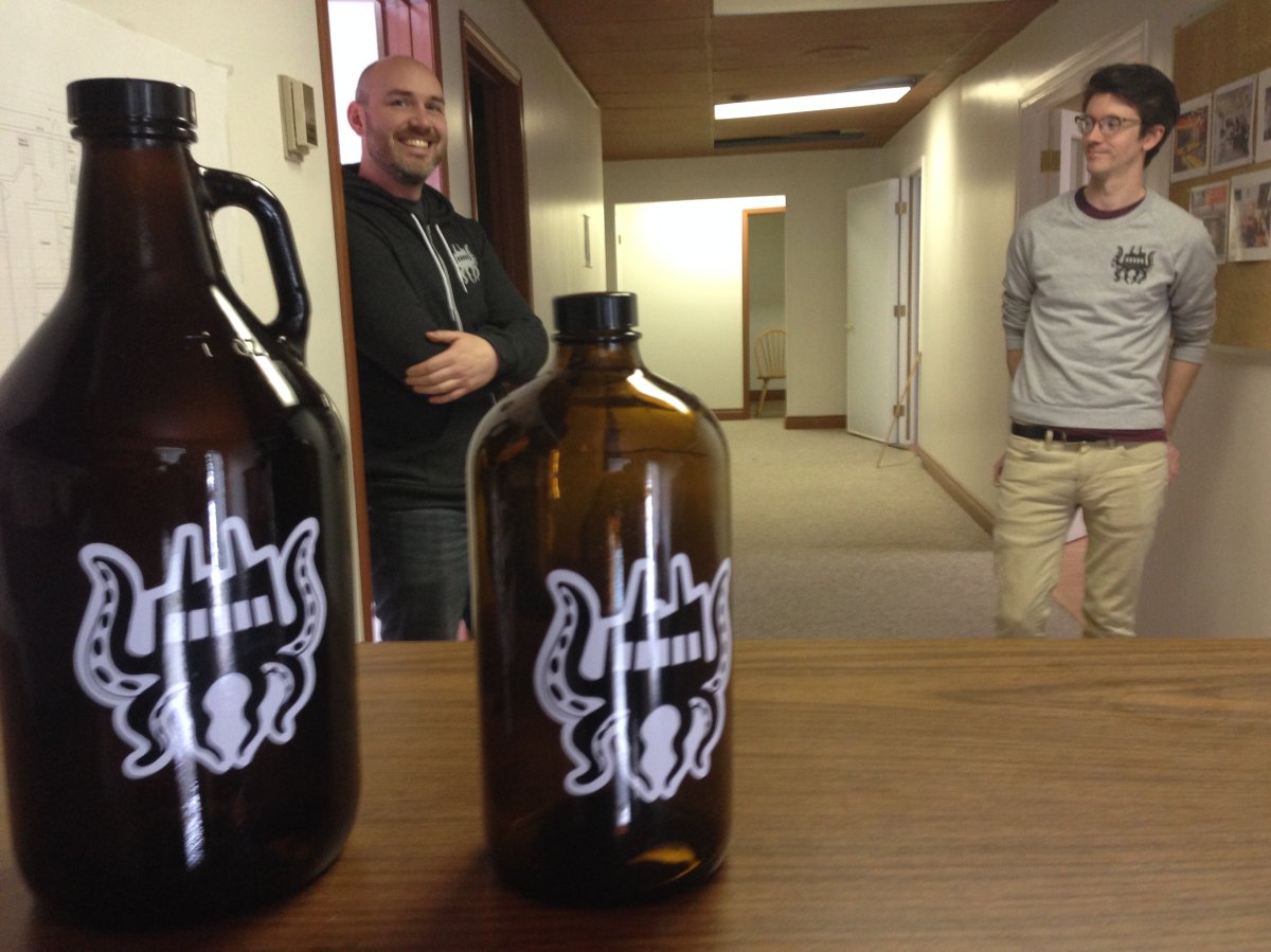 Kelsey Beach (left) and Adam Smith (right) of Malty National Brewing Corp. want to open a microbrewery in the Heritage neighborhood.