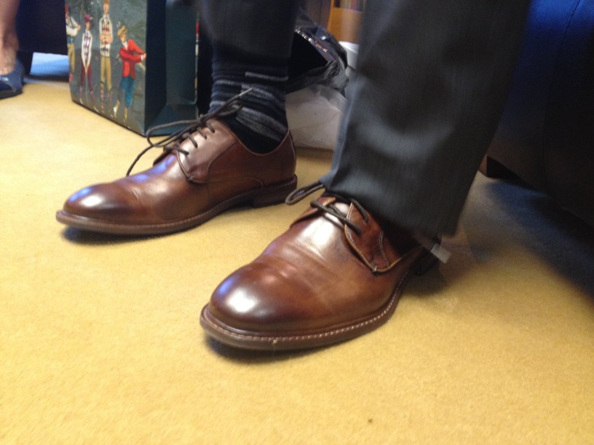 Saskatchewan Finance Minister Ken Krawetz chose a gifted pair of brown shoes for presenting Wednesday's provincial budget.